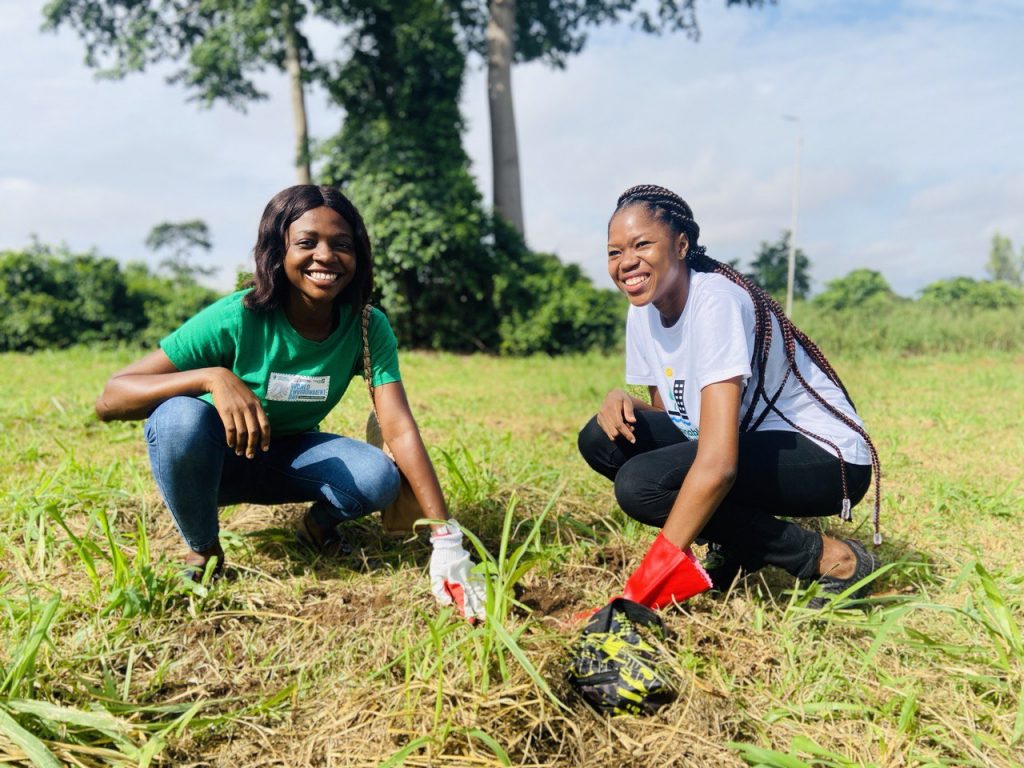 Volunteers on a planting field